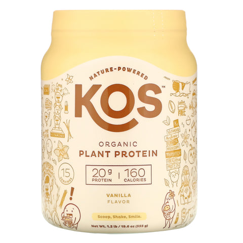 KOS, Organic Plant Protein, Vanilla, 1.2 lb (555 g)