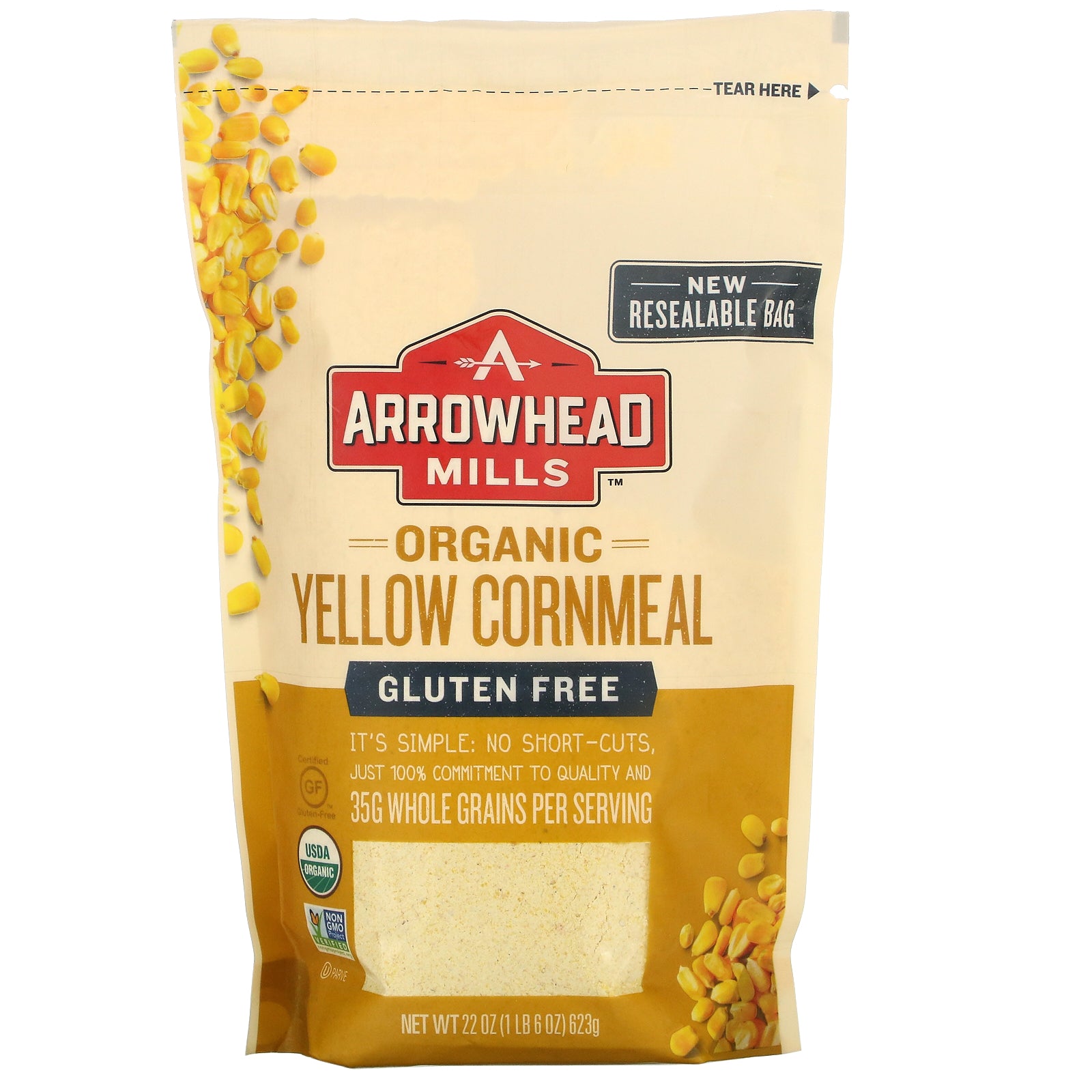 Arrowhead Mills, Organic Yellow Cornmeal, 22 oz (623 g)