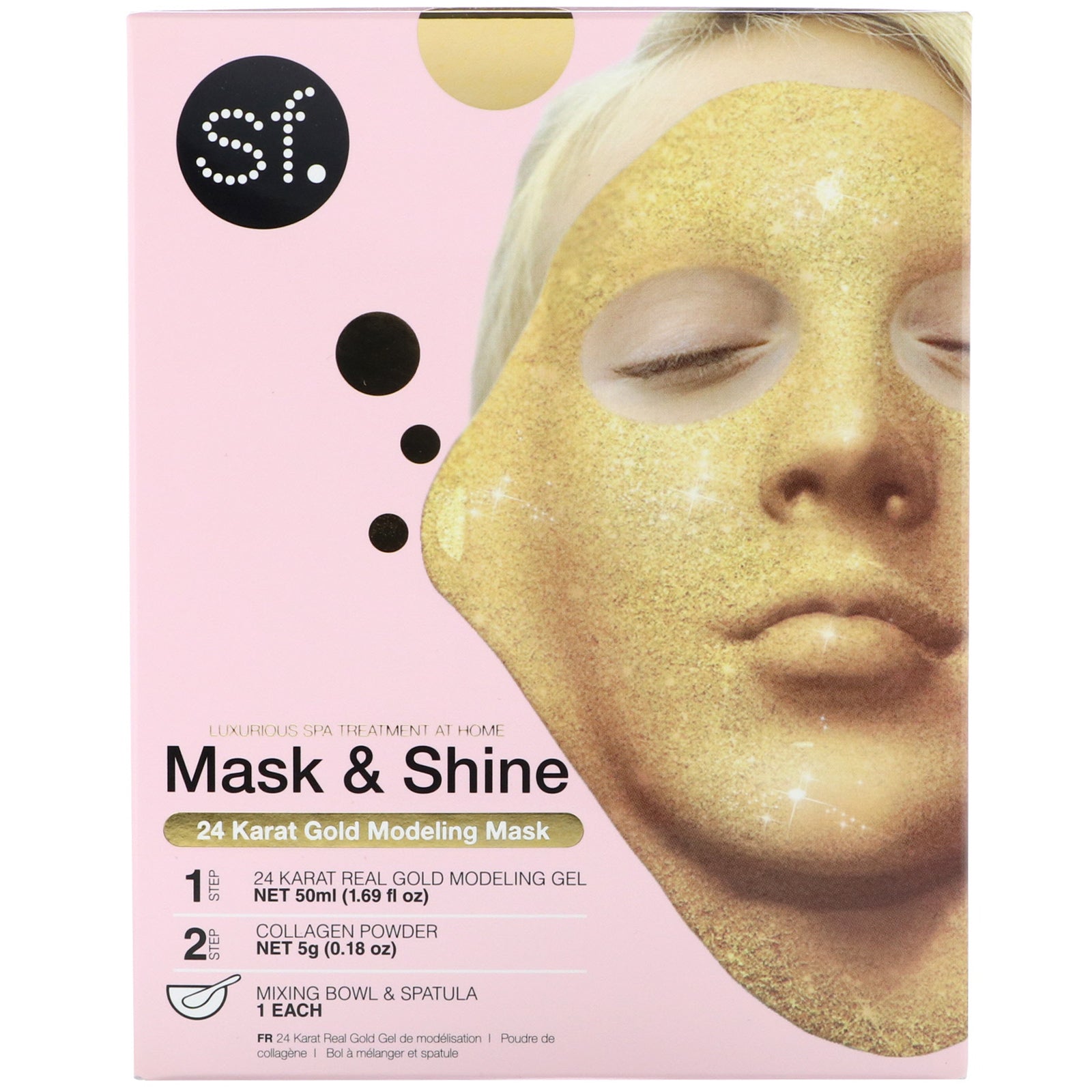 SFGlow, Mask & Shine, 24 Karat Gold Modeling Mask, 4 Piece Kit