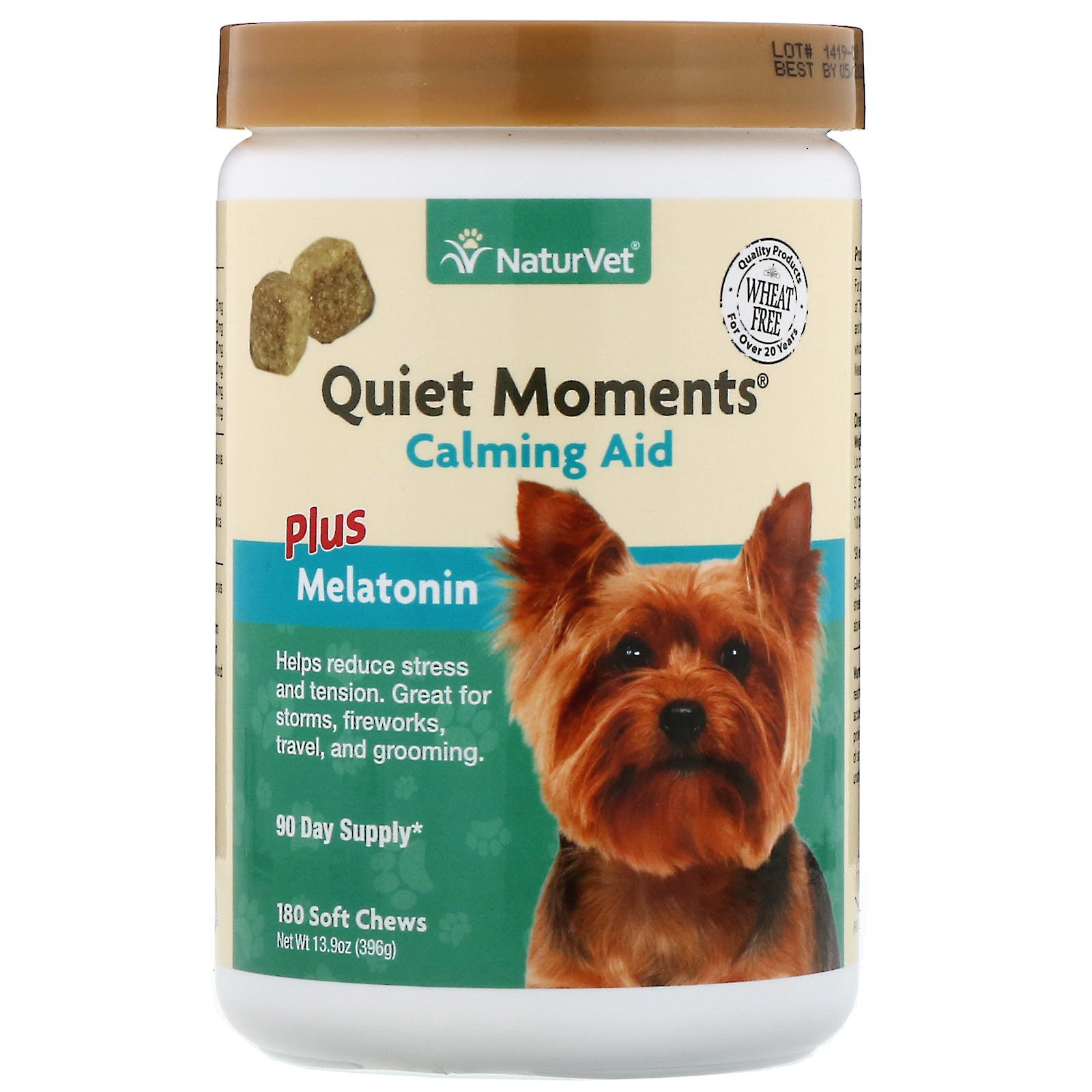 NaturVet, Quiet Moments,  Calming Aid Plus Melatonin, 180 Soft Chews