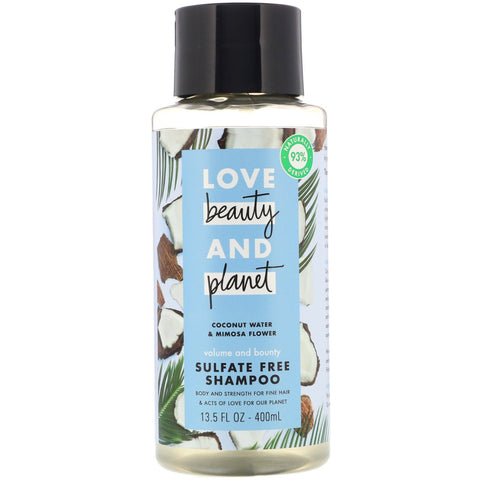 Love Beauty and Planet, Volume and Bounty Shampoo, Coconut Water & Mimosa Flower, 13.5 fl oz (400 ml)