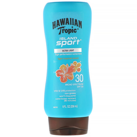 Hawaiian Tropic, Island Sport, High Performance Sunscreen, SPF 30, Light Tropical Scent, 8 fl oz (236 ml)