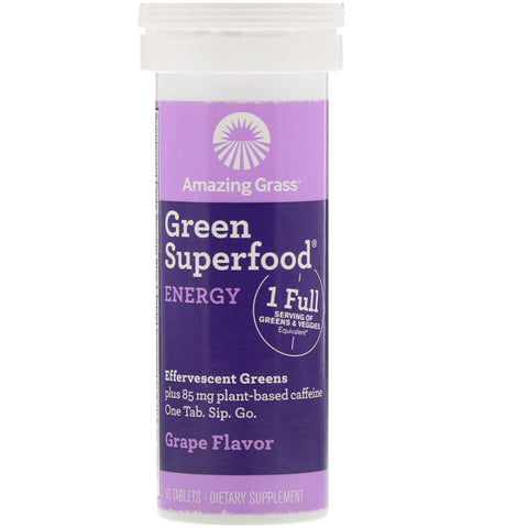Amazing Grass, Green Superfood, Effervescent Greens Energy, Grape, 10 Tablets