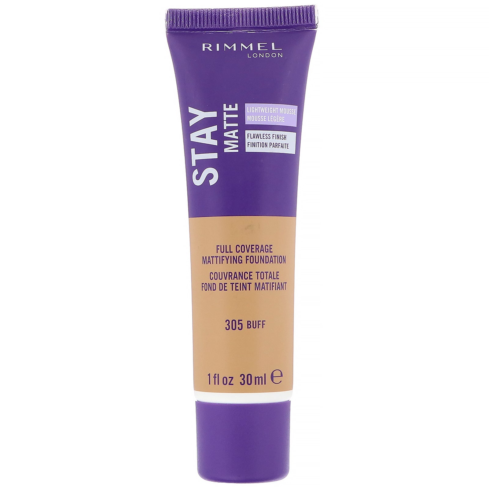 Rimmel London, Stay Matte Full Coverage Mattifying Foundation, 305 Buff, 1 fl oz (30 ml)