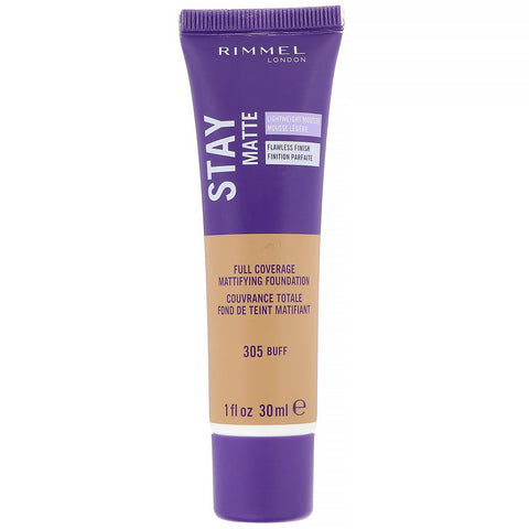 Rimmel London, Stay Matte Full Coverage Mattifying Foundation, 305 Buff, 1 fl oz (30 ml)