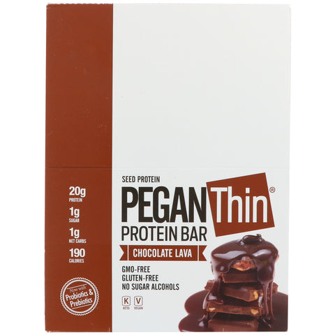 Julian Bakery, Pegan Thin Protein Bar, Chocolate Lava, 12 Bars, 2.29 oz (65 g) Each