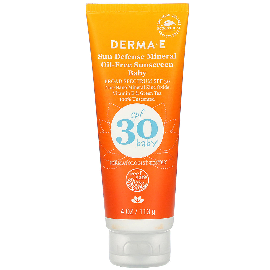 Derma E, Baby, Sun Defense Mineral Oil-Free Sunscreen, SPF 30, 4 oz (113 g)