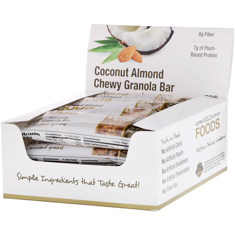 California Gold Nutrition, Foods, Coconut Almond Chewy Granola Bars, 12 Bars, 1.4 oz (40 g) Each