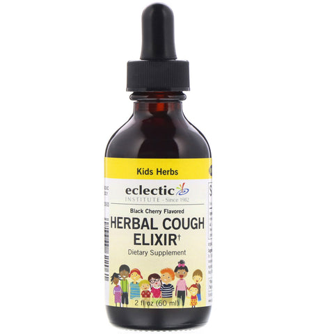 Eclectic Institute, Kids Herbs, Herbal Cough Elixir, Black Cherry Flavored, 2 fl oz (60 ml)