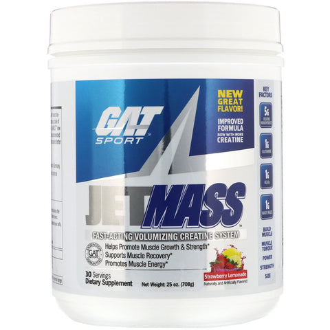 GAT, JetMASS, Fast-Acting Volumizing Creatine System, Strawberry Lemonade, 25 oz (708 g)