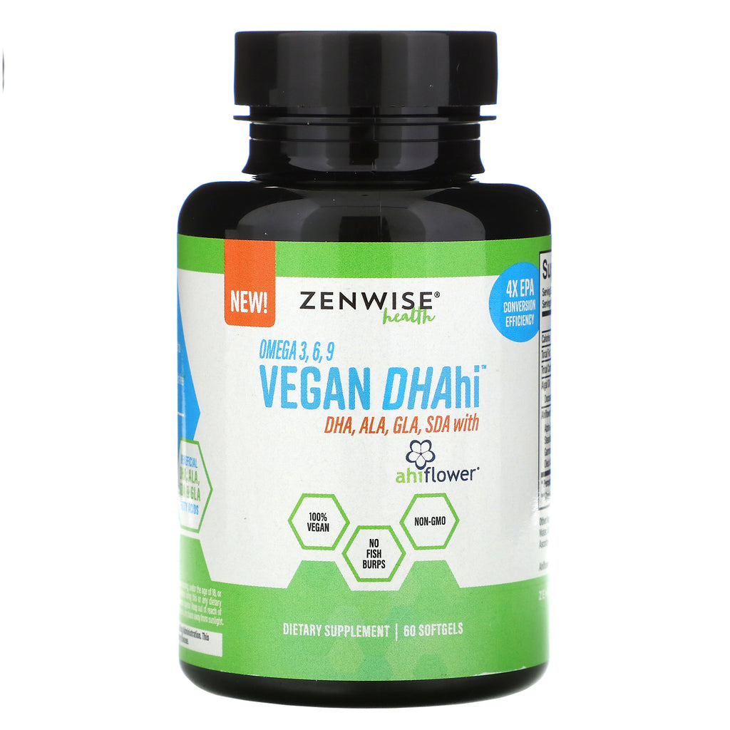 Zenwise Health, Omega 3, 6, and 9 Vegan DHAhi, 60 Softgels