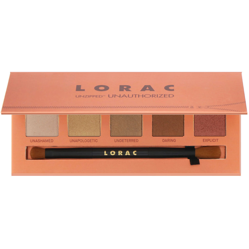 Lorac, Unzipped Unauthorized Eye Shadow Palette with Dual-Ended Brush, 0.37 oz (10.5 g)