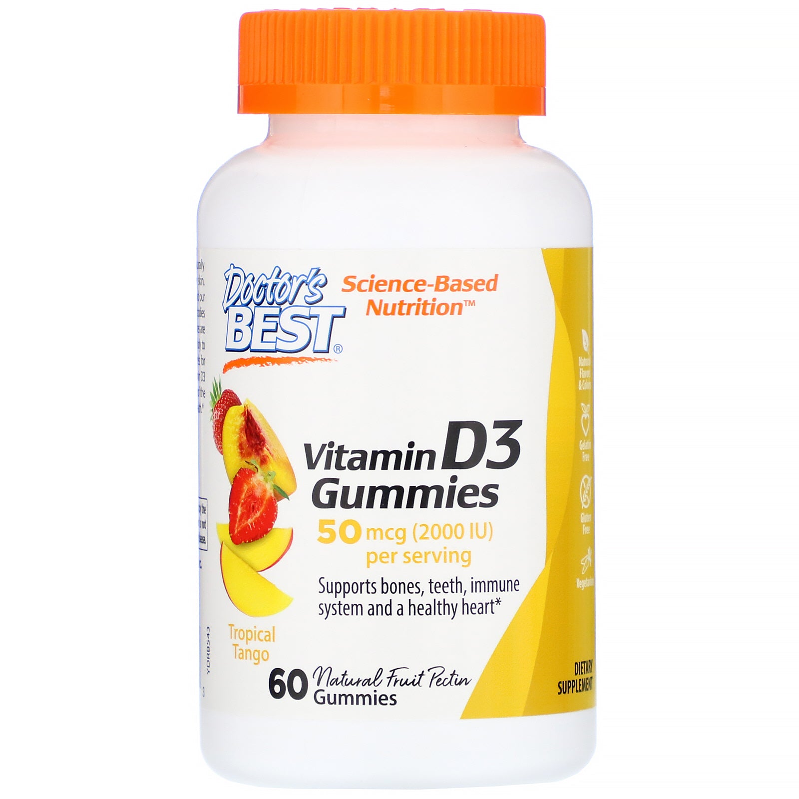 Doctor's Best, Vitamin D3 Gummies, Tropical Tango, 50 mcg (2,000 IU), 60 Gummies