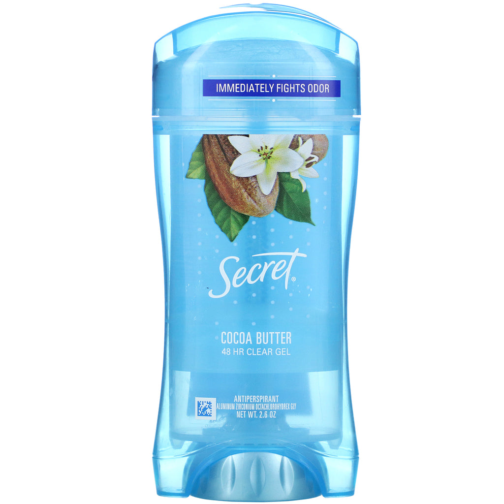 Secret, 48 Hour Clear Gel Deodorant, Cocoa Butter, 2.6 oz