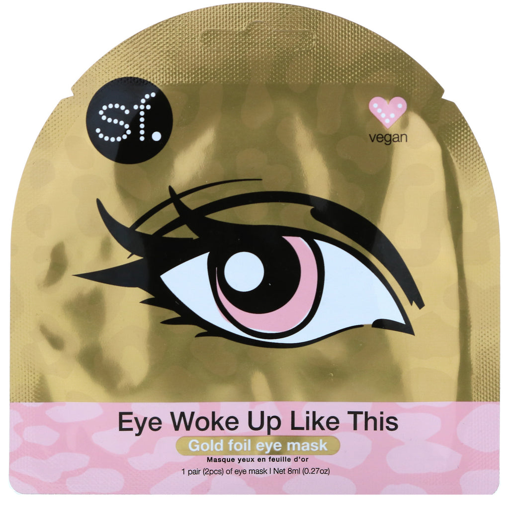 SFGlow, Eye Woke Up Like This, Gold Foil Eye Mask, 1 Mask, 0.27 oz (8 ml)