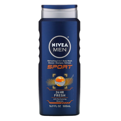 Nivea, Men, Refreshing 3-in-1 Body Wash, Shampoo, Sport, 16.9 fl oz (500 ml)