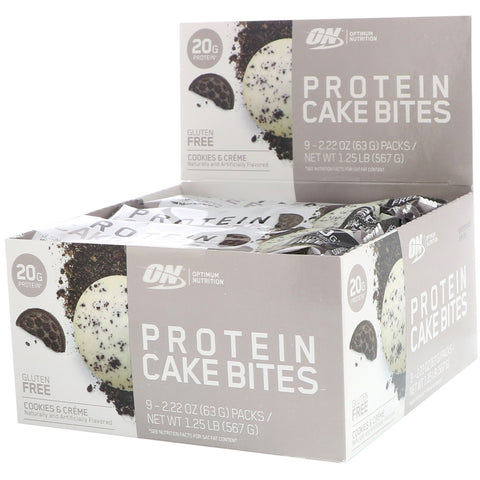 Optimum Nutrition, Protein Cake Bites, Cookies & Creme, 9 Bars, 2.22 oz (63 g) Each