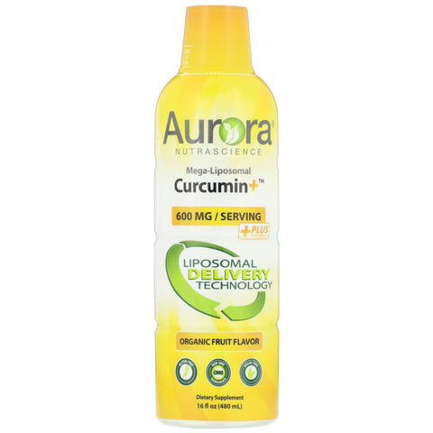 Aurora Nutrascience, Mega-Liposomal Curcumin+, Organic Fruit Flavor, 600 mg, 16 fl oz (480 ml)