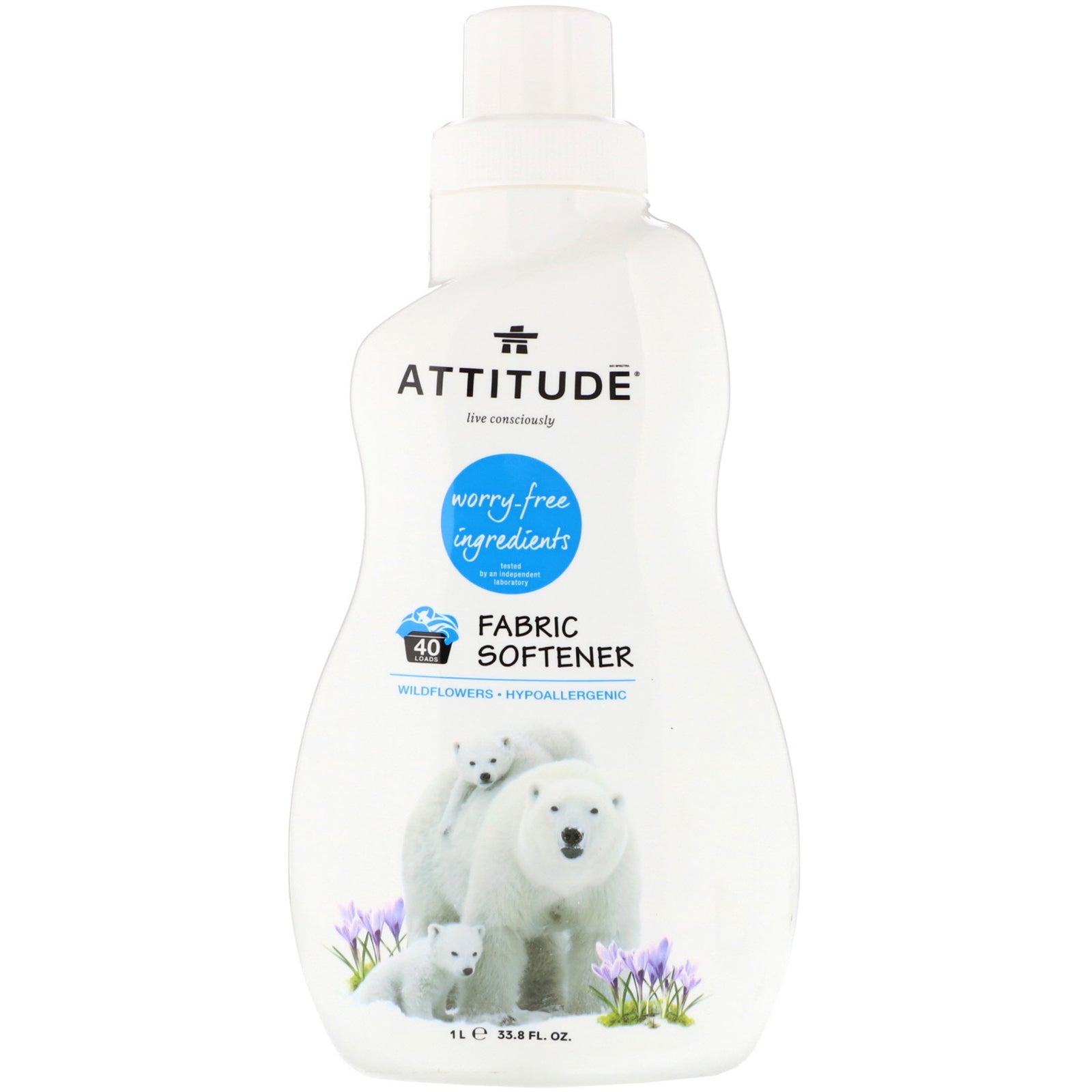 ATTITUDE, Fabric Softener, 40 Loads, Wildflowers, 33.8 fl oz (1 l)