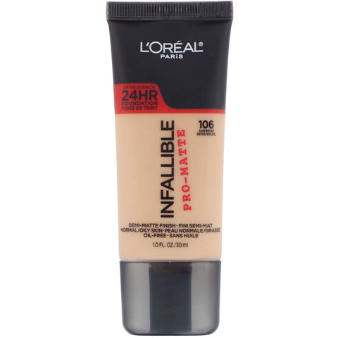 L'Oreal, Infallible Pro-Matte Foundation, 106 Sun Beige, 1 fl oz (30 ml)