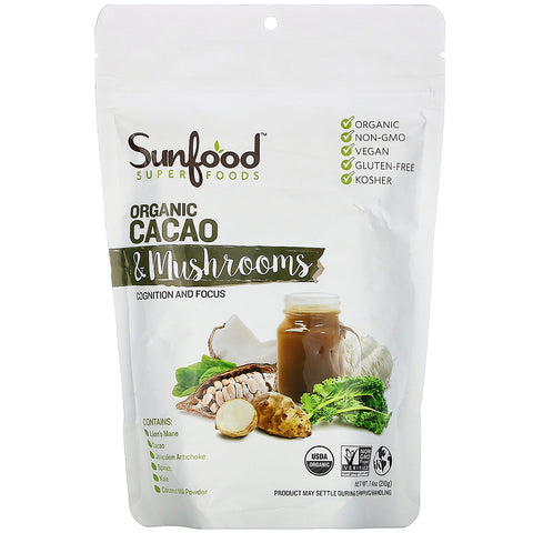 Sunfood, Superfoods, Organic Cacao & Mushrooms, 7.4 oz (210 g)