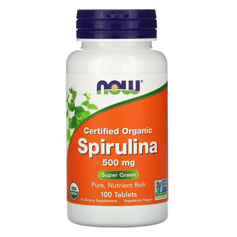 Now Foods, Certified Organic Spirulina, 500 mg, 100 Tablets