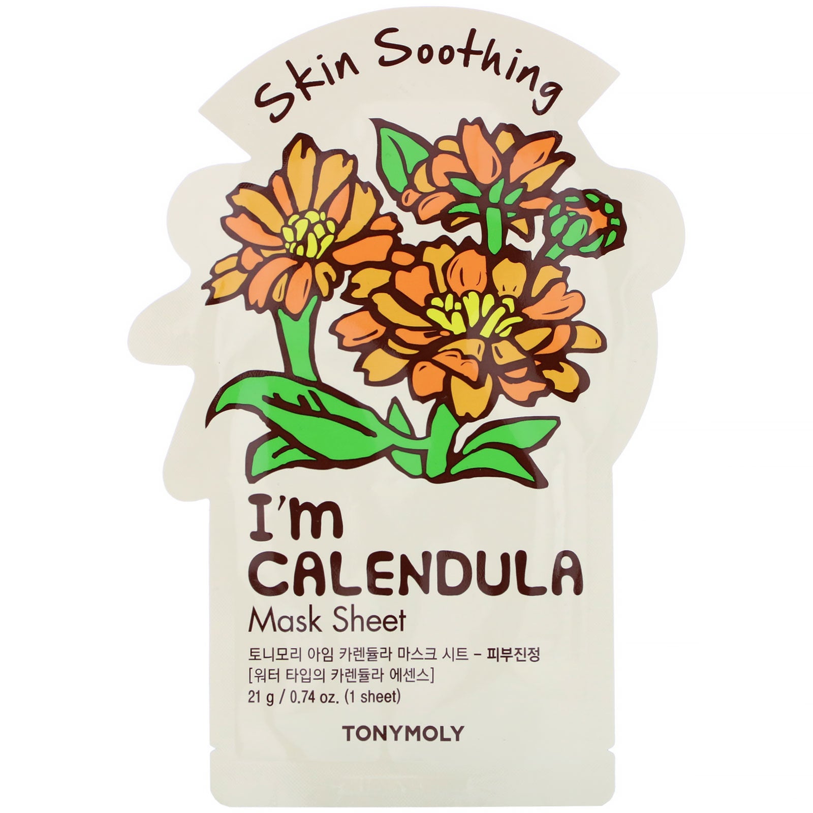 Tony Moly, I'm Calendula, Skin Soothing Mask Sheet, 1 Sheet, 0.74 oz (21 g)