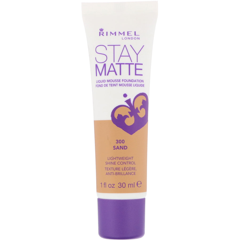 Rimmel London, Stay Matte Liquid Mousse Foundation, 300 Sand, 1 fl oz (30 ml)