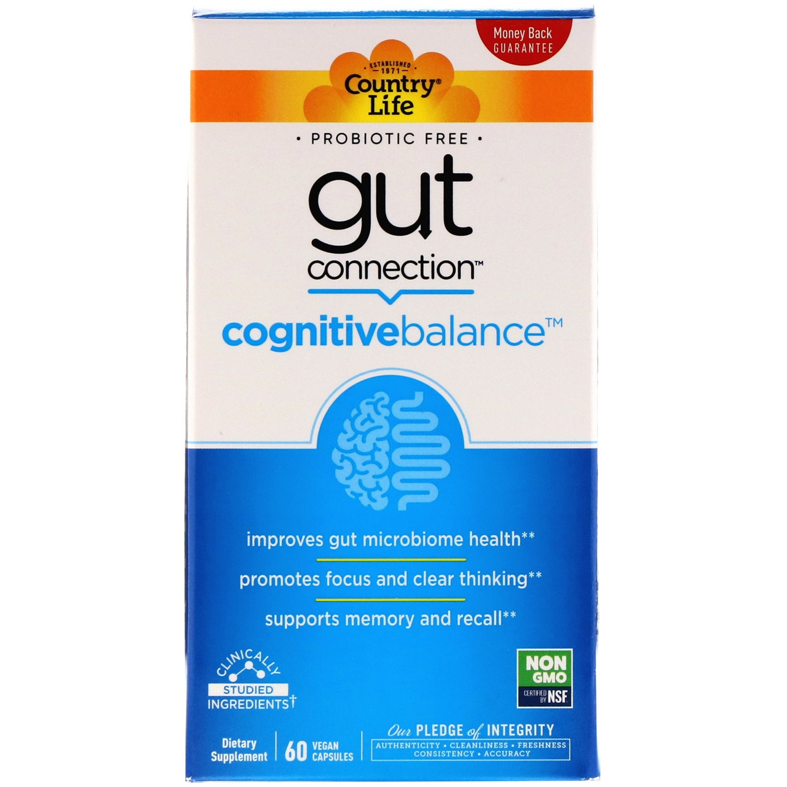 Country Life, Gut Connection, Cognitive Balance, 60 Vegan Capsules