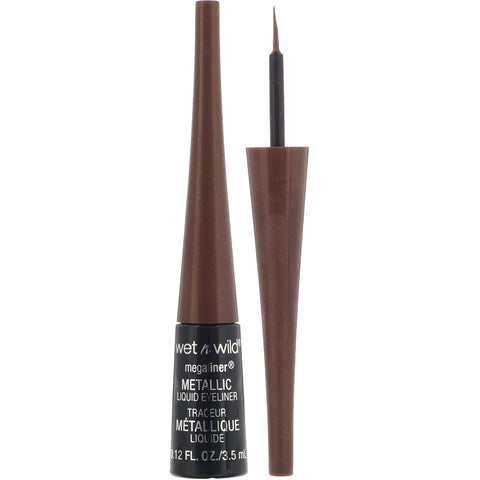 Wet n Wild, MegaLiner Metallic Liquid Eyeliner, Metallic Brown, 0.12 fl oz (3.5 ml)