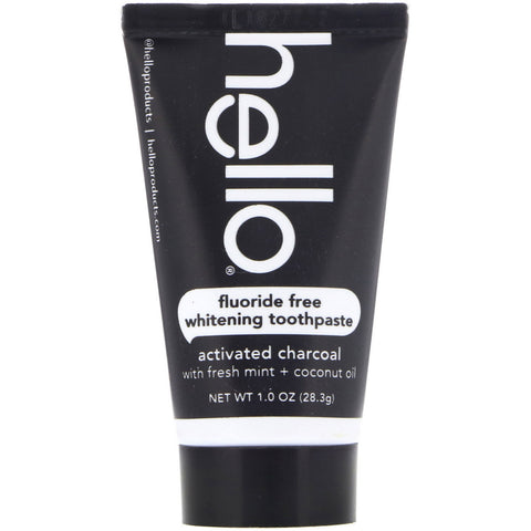 Hello, Fluoride Free Whitening Toothpaste, Activated Charcoal, With Fresh Mint & Coconut Oil, 1.0 oz (28.3 g)