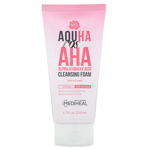 Mediheal, AQUHA Rose, AHA Cleansing Foam, 4.7 fl oz (140 ml)