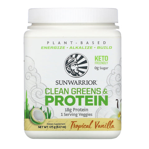 Sunwarrior, Clean Greens & Protein, Tropical Vanilla, 6.17 oz (175 g)