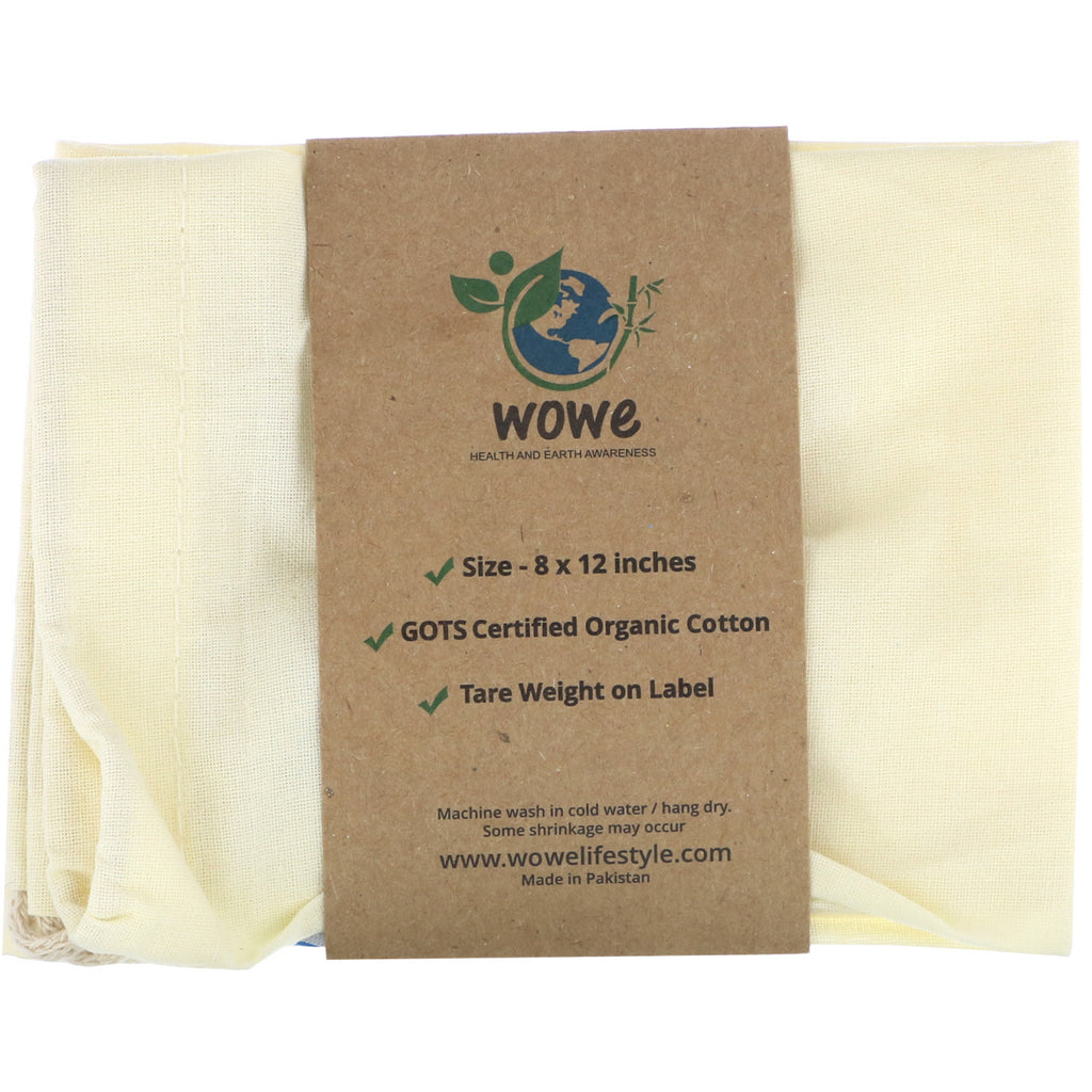 Wowe, Certified Organic Cotton Muslin Bag, 1 Bag, 8 in x 12 in