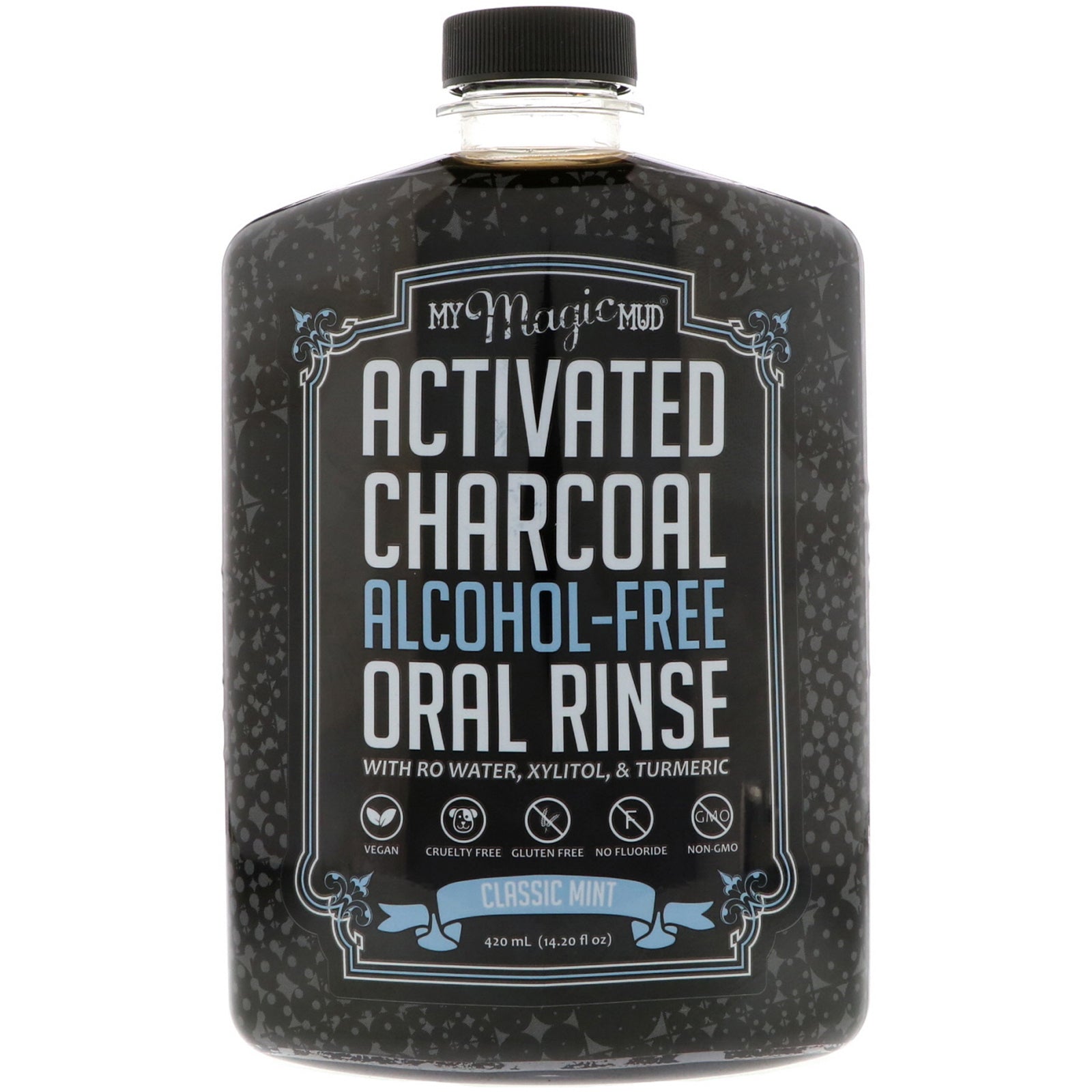 My Magic Mud, Activated Charcoal, Alcohol-Free Oral Rinse, Classic Mint, 14.20 fl oz (420 ml)