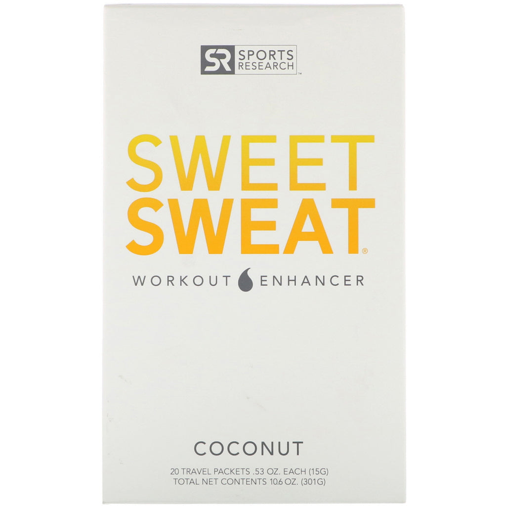 Sports Research, Sweet Sweat Workout Enhancer, Coconut, 20 Travel Packets, 0.53 oz (15 g) Each