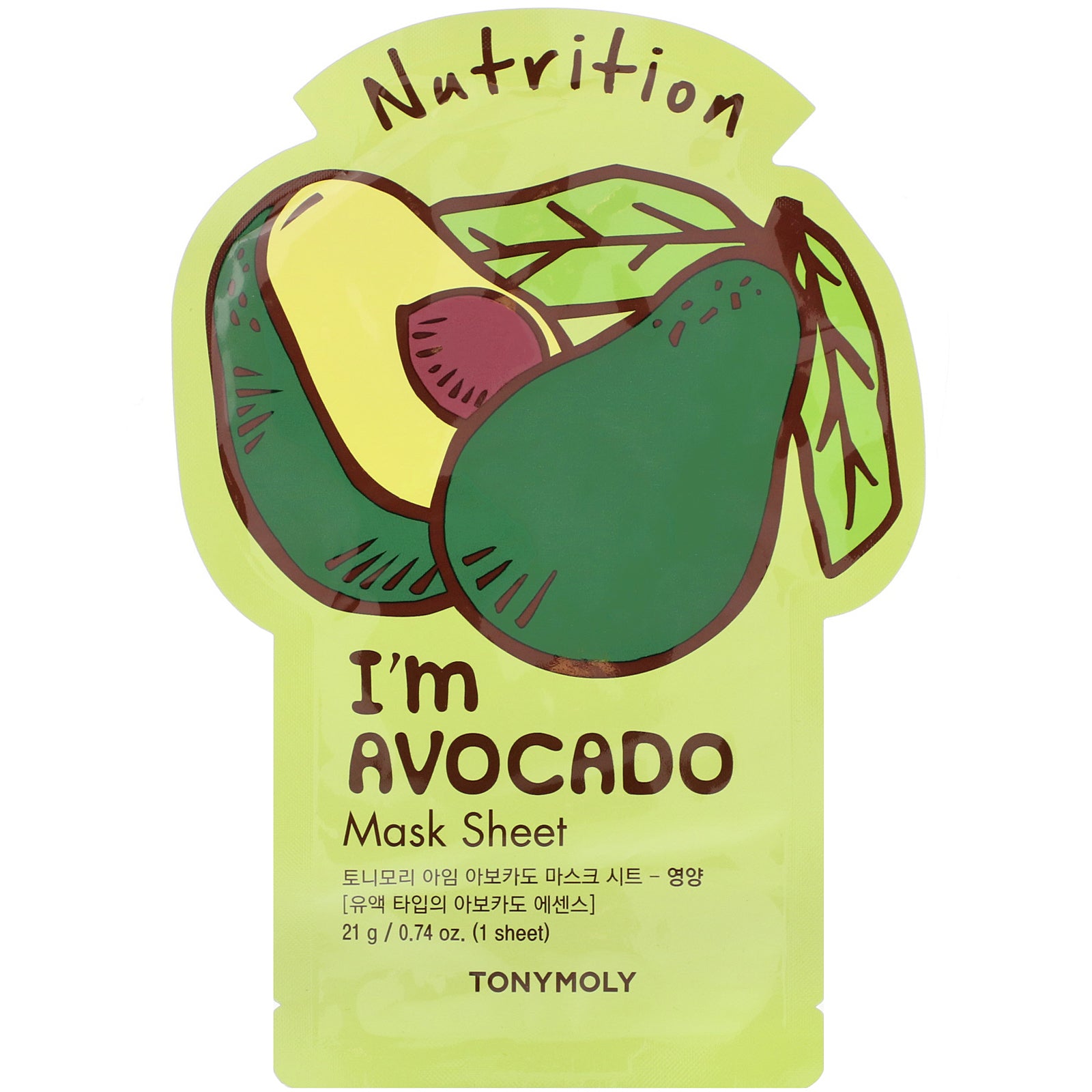 Tony Moly, I'm Avocado, Nutrition Mask Sheet, 1 Sheet, 0.74 oz (21 g)