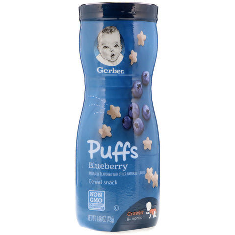 Gerber, Puffs, Cereal Snack, 8+ Months, Blueberry, 1.48 oz (42 g)