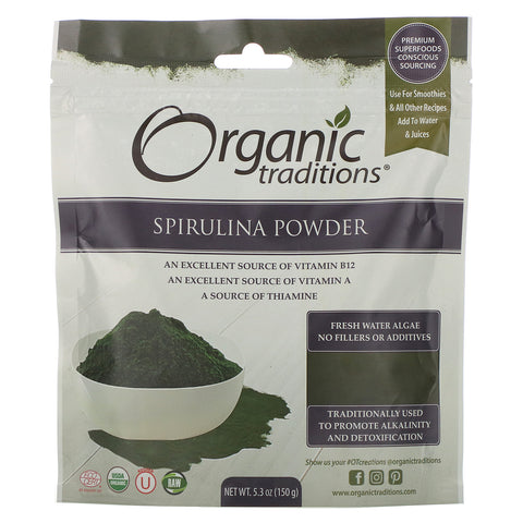 Organic Traditions, Spirulina Powder, 5.3 oz (150 g)