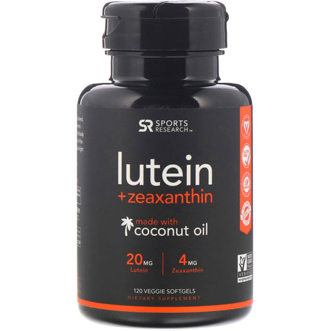 Sports Research, Lutein + Zeaxanthin with Coconut Oil, 120 Veggie Softgels