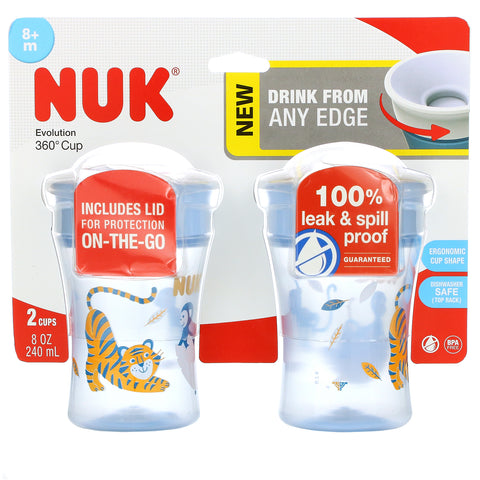 NUK, Evolution 360 Cup, 8 + Months, 2 Cups, 8 oz (240 ml)