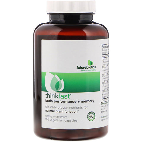 FutureBiotics, Thinkfast, Brain Performance + Memory, 120 Vegetarian Capsules