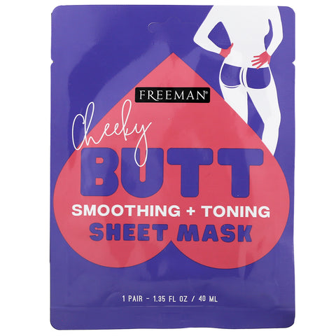 Freeman Beauty, Cheeky Butt Sheet Mask, Smoothing + Toning, 1 Pair, 1.35 fl oz (40 ml)