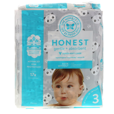 The Honest Company, Honest Diapers, Size 3, 16-28 Pounds, Pandas, 27 Diapers