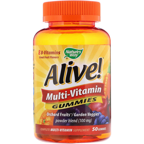 Nature's Way, Alive! Multi-Vitamin Gummies, Great Fruit Flavors, 50 Gummies