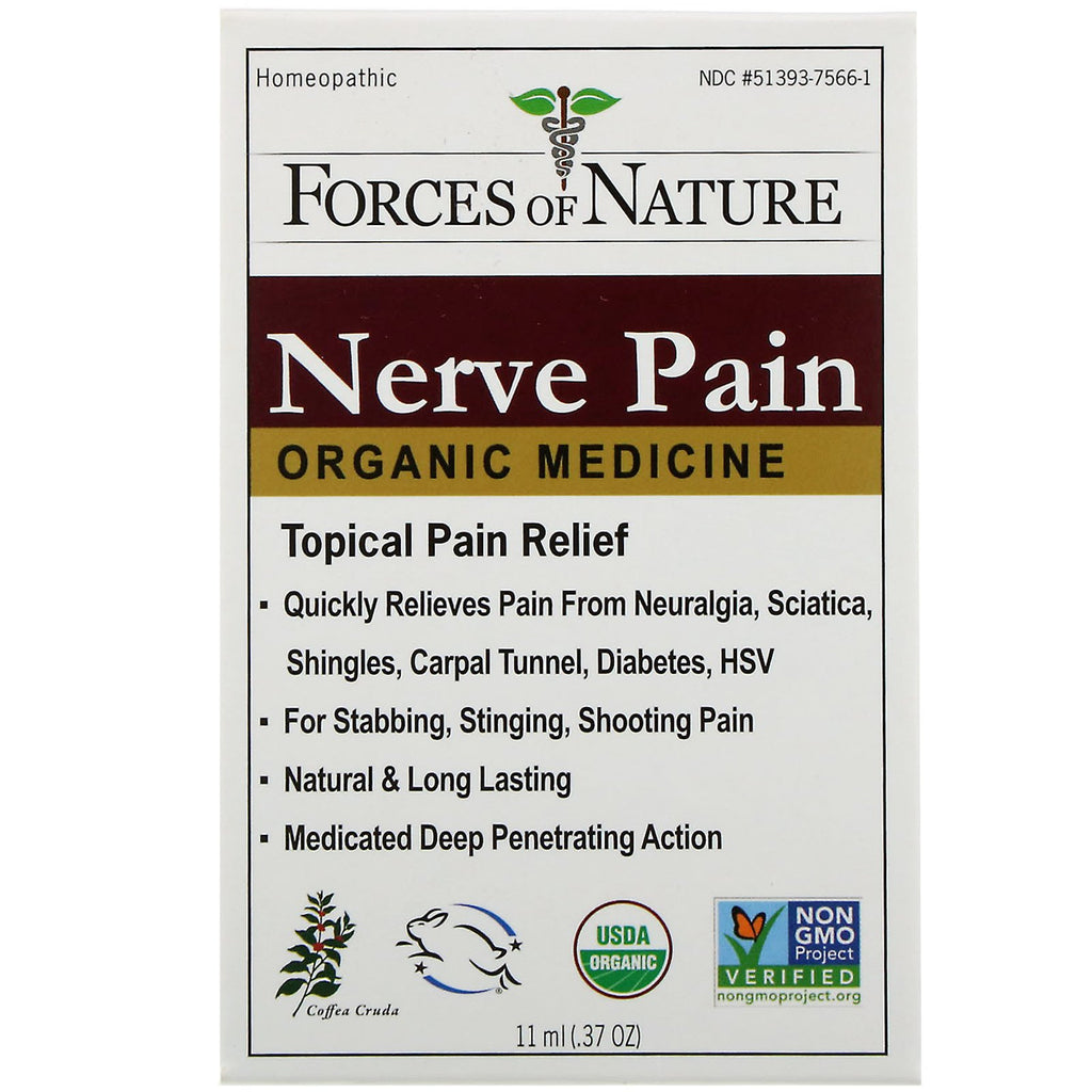 Forces of Nature, Nerve Pain, Organic Medicine, 0.37 oz (11 ml)