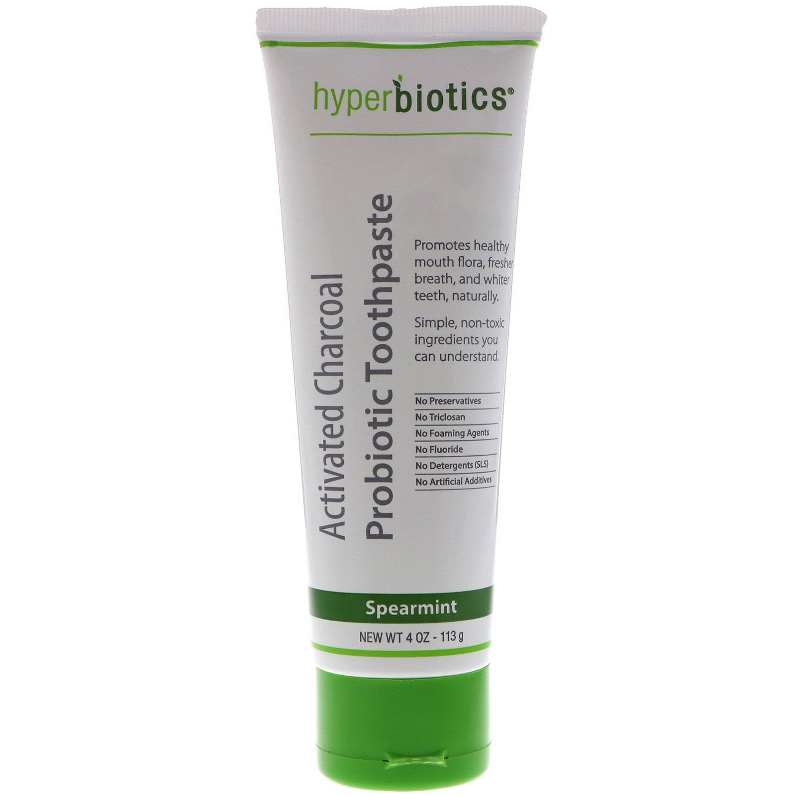 Hyperbiotics, Activated Charcoal Probiotic Toothpaste, Spearmint, 4 oz (113 g)