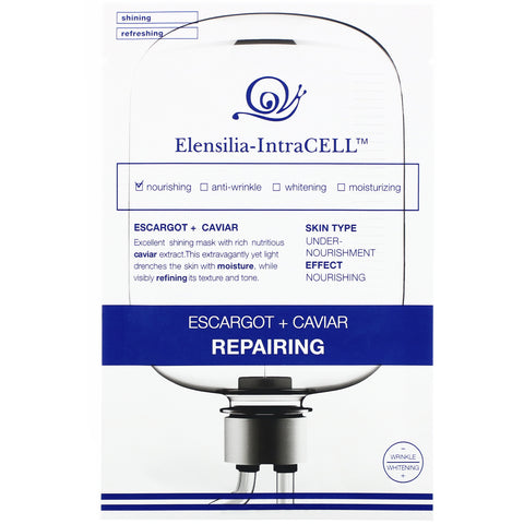 Elensilia, Elensilia-IntraCELL, Escargot + Caviar Repairing Mask, 10 Sheets, 0.85 fl oz (25 ml) Each