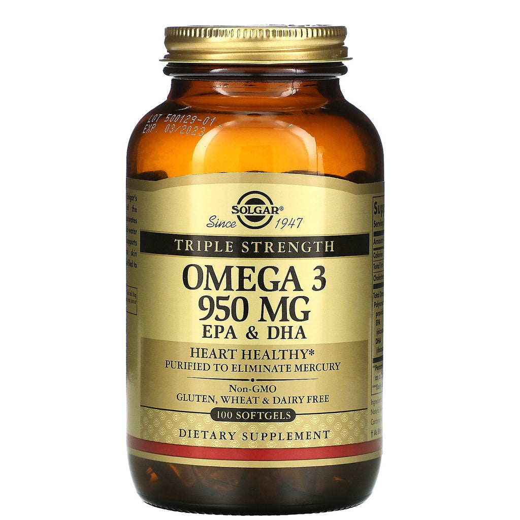 Solgar, Omega-3, EPA & DHA, Triple Strength, 950 mg, 100 Softgels