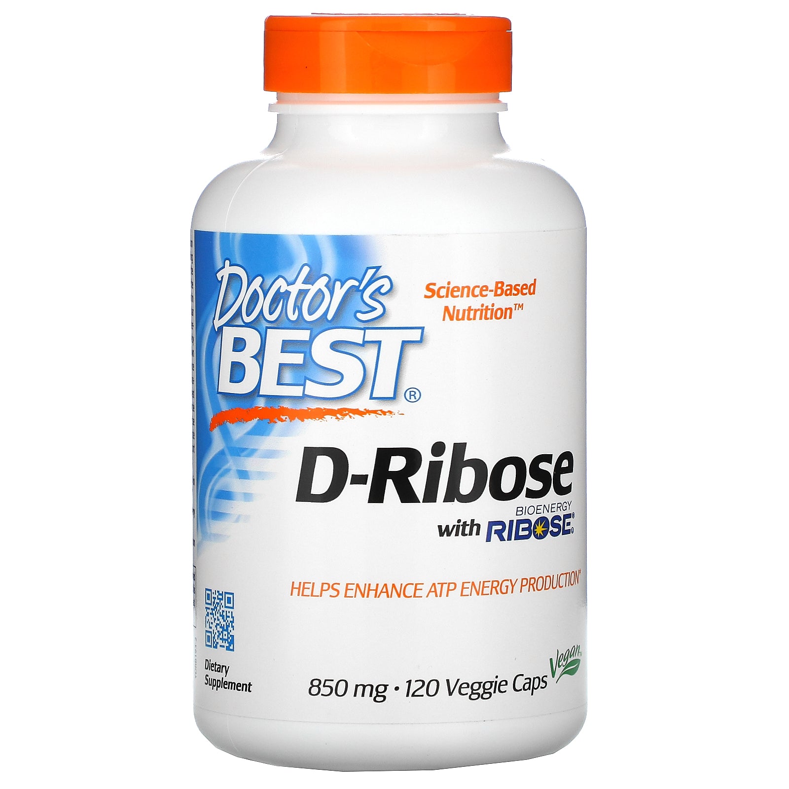 Doctor's Best, D-Ribose with BioEnergy Ribose, 850 mg, 120 Veggie Caps